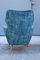 Italienische Sessel aus blauem Samt mit Messingfüßen im Stil von Gio Ponti, 1950er, 2er Set 7