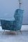 Italian Armchairs in Blue Velvet with Brass Feet in the style of Gio Ponti, 1950s, Set of 2, Image 15