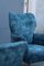 Italian Armchairs in Blue Velvet with Brass Feet in the style of Gio Ponti, 1950s, Set of 2, Image 17
