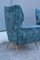 Fauteuils en Velours Bleu avec Pieds en Laiton dans le style de Gio Ponti, Italie, 1950s, Set de 2 8