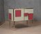 Credenza Mid-Century in vetro color magenta e crema e ottone, Italia, inizio XXI secolo, Immagine 1