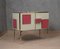 Mid-Century Italian Magenta and Cream Glass and Brass Sideboard, 2000s, Image 1