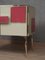 Mid-Century Italian Magenta and Cream Glass and Brass Sideboard, 2000s 5