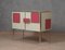 Mid-Century Italian Magenta and Cream Glass and Brass Sideboard, 2000s 1