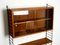 Teak String Wall Unit with Sliding Glass Door Cabinet and Two Shelves by Nisse Strinning, 1960s, Image 6