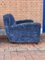 Blue Velvet Armchairs, 1940s, Set of 2 11