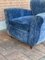 Blue Velvet Armchairs, 1940s, Set of 2 14