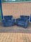 Blue Velvet Armchairs, 1940s, Set of 2 1