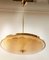 Brass Suspension Light with Double Salmon Pink Glass Shade 7