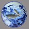 Large Blue & White Porcelain Carp Plate, Japan, 1880s, Image 4