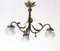 Art Nouveau 3-Light Chandelier in Patinated Brass, 1900s, Image 1