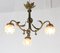 Art Nouveau 3-Light Chandelier in Patinated Brass, 1900s, Image 2