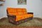 Sofá modular de pana en naranja y marrón, años 70. Juego de 3, Imagen 3