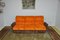 Sofá modular de pana en naranja y marrón, años 70. Juego de 3, Imagen 2