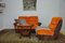 Canapé Modulaire Orange et Marron en Corduroy, 1970s, Set de 3 9