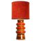 Lámpara de pie en rojo naranja con pantalla de seda de Hustadt Ker, 1970, Imagen 1