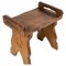 Carved Wood Stool in Oak, 1960s, Image 1