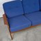 Modern Scandinavian Teak and Blue Fabric Three Seat Sofa attributed to A.W. Iversen for Komfort, 1960s 3