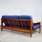Modern Scandinavian Teak and Blue Fabric Three Seat Sofa attributed to A.W. Iversen for Komfort, 1960s 6