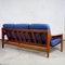 Modern Scandinavian Teak and Blue Fabric Three Seat Sofa attributed to A.W. Iversen for Komfort, 1960s, Image 6