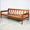 Modern Scandinavian Teak and Blue Fabric Three Seat Sofa attributed to A.W. Iversen for Komfort, 1960s 10
