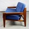 Modern Scandinavian Teak and Blue Fabric Three Seat Sofa attributed to A.W. Iversen for Komfort, 1960s, Image 9