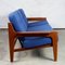 Modern Scandinavian Teak and Blue Fabric Three Seat Sofa attributed to A.W. Iversen for Komfort, 1960s 5