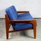 Modern Scandinavian Teak and Blue Fabric Three Seat Sofa attributed to A.W. Iversen for Komfort, 1960s, Image 5