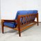 Modern Scandinavian Teak and Blue Fabric Three Seat Sofa attributed to A.W. Iversen for Komfort, 1960s 8