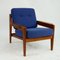 Modern Scandinavian Teak and Blue Fabric Three Seat Sofa attributed to A.W. Iversen for Komfort, 1960s, Image 11