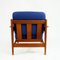 Poltrona moderna in teak e tessuto blu attribuita ad AW Iversen per Komfort, Scandinavia, anni '60, Immagine 10