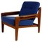 Skandinavischer Moderner Sessel aus Teak & Blauem Stoff von AW Iversen für Komfort, 1960er 1