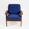 Scandinavian Modern Teak and Blue Fabric Armchair attributed to A.W. Iversen for Komfort, 1960s, Image 2