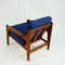 Scandinavian Modern Teak and Blue Fabric Armchair attributed to A.W. Iversen for Komfort, 1960s 11