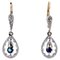 French Sapphire Diamonds 18 Karat Yellow White Gold Dangle Earrings, 1920s, Set of 2, Image 1