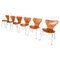 Cognacfarbene Mid-Century Leder Stühle von Arne Jacobsen, 1960er, 6er Set 1