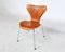 Cognacfarbene Mid-Century Leder Stühle von Arne Jacobsen, 1960er, 6er Set 6