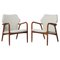 Swedish Modern Upholstered White Armchairs, 1950s, Set of 2 1