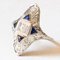 Art Deco 18k White Gold Diamond & Sapphire Ring, 1930s 2