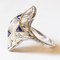 Art Deco 18k White Gold Diamond & Sapphire Ring, 1930s, Image 3