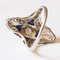 Art Deco Ring aus 18 Karat Weißgold mit Diamanten & Saphir, 1930er 10