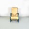 Moderner Italienischer Sessel aus Beigefarbenem Leder & Hellblauem Holz, 1980er 2