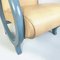 Moderner Italienischer Sessel aus Beigefarbenem Leder & Hellblauem Holz, 1980er 10