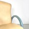 Moderner Italienischer Sessel aus Beigefarbenem Leder & Hellblauem Holz, 1980er 6