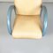 Modern Italian Armchair in Beige Leather and Light Blue Wood, 1980s 8