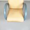 Moderner Italienischer Sessel aus Beigefarbenem Leder & Hellblauem Holz, 1980er 8