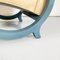 Modern Italian Armchair in Beige Leather and Light Blue Wood, 1980s 17