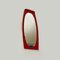 Modern Italian Oval in Brick Red & Curved Wood Wall Mirror, 1970s 3