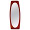 Modern Italian Oval in Brick Red & Curved Wood Wall Mirror, 1970s 1