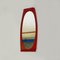 Modern Italian Oval in Brick Red & Curved Wood Wall Mirror, 1970s 4